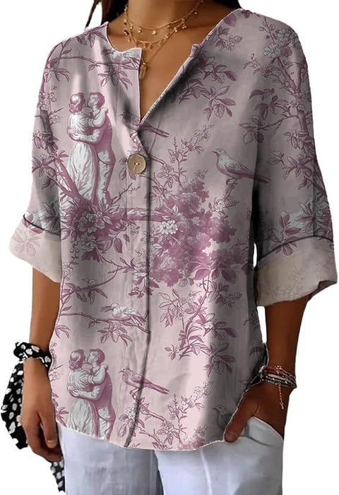 Fashion Women's Coconut Button Long Sleeve Shirt m302752