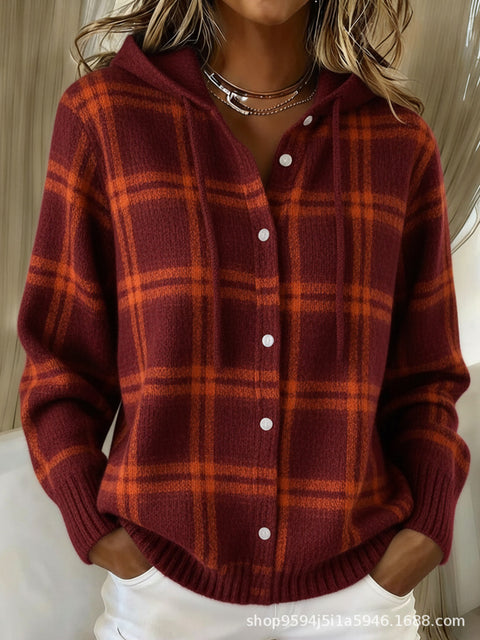 Autumn and winter new black buckle hooded rope cardigan women's pure leisure fashion sweater m302119