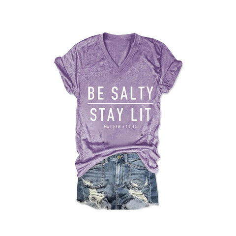 3D digital printing letter series women's V-neck short-sleeved T-shirt m301557