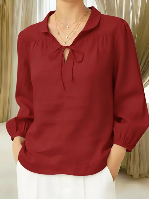 Lace collar lace-up top lantern sleeve m302719