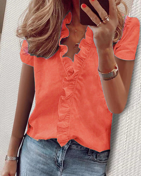 Long Sleeve Ruffle Shirt Women's Shirt m301332