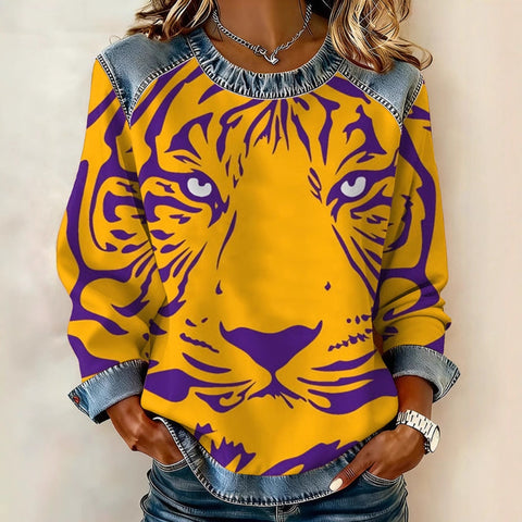 Women's printed women's crew neck sweater m302298