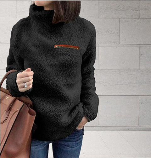 Autumn new sweater women's fashion zipper turtleneck bottoming top m301925