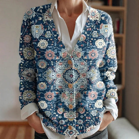 Imitation sweater women's European and American style new loose v-neck long-sleeved cardigan m301888