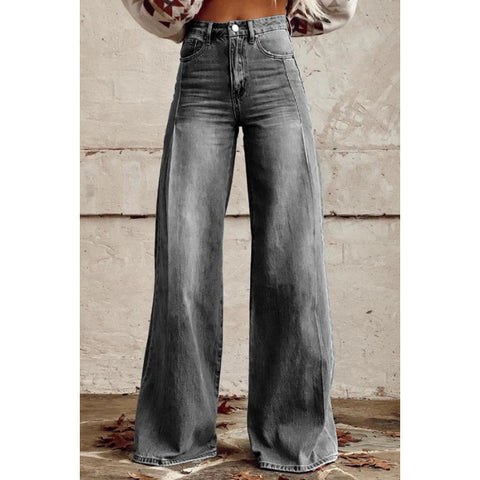 3D heat transfer flared pants simulation denim trousers loose pants m301550