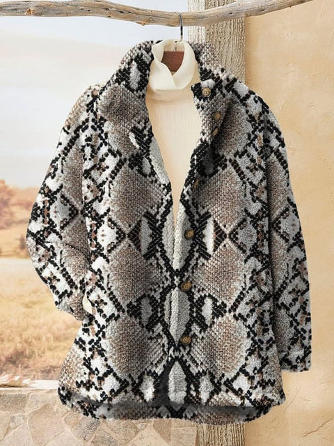 Loose 3D digital print women fleece jacket top autumn and winter m302122