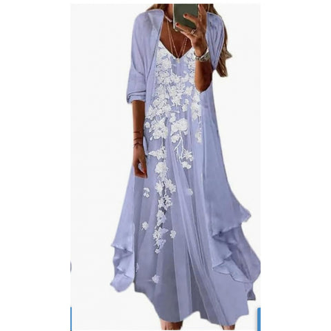 Women's inner dress two-piece floral print dress m302894