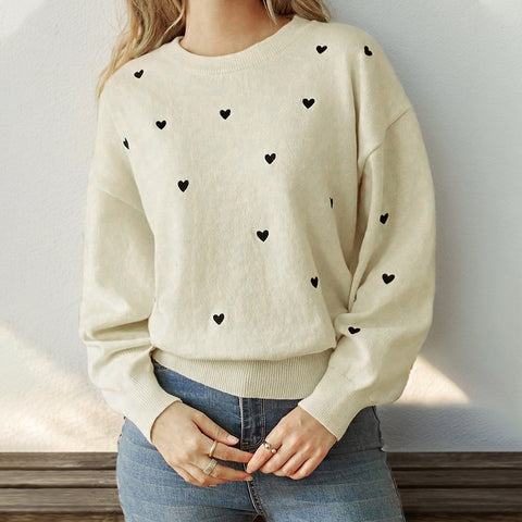 Autumn women's love crew neck sweater women's m300619