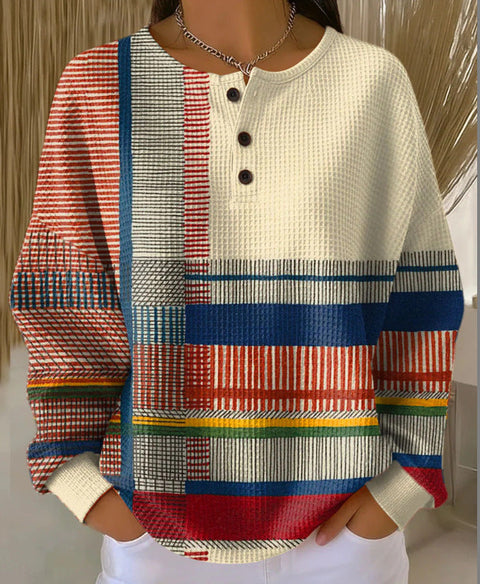 New retro 3D digital printing three-button stand-up collar Polo sweater m302116