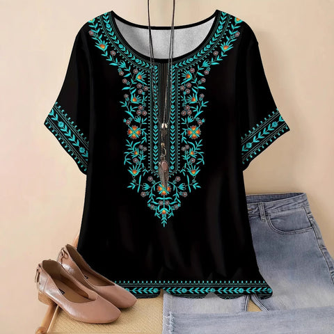 Women's new loose 3D printing round neck casual large size pullover women's clothing m301285