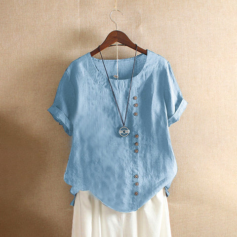Loose cotton and linen T-shirt cotton and linen women's clothing m300111