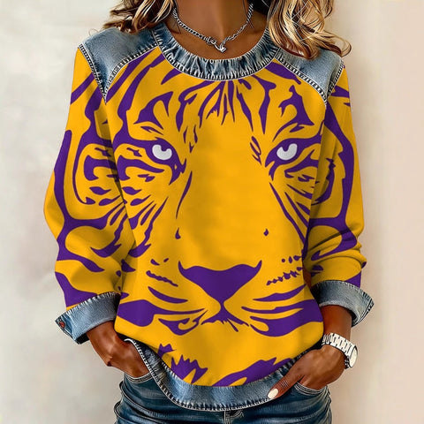 Women's printed women's crew neck sweater m302298