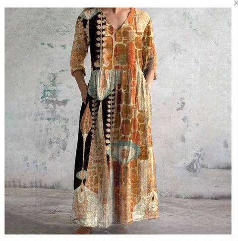 3D print summer urban casual loose dress women m301037