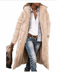 Solid color hooded cotton clothes long sleeves double-sided wear slim temperament cardigan jacket top m300612