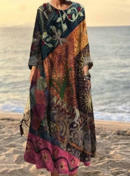 3D printed casual loose dress women m301278