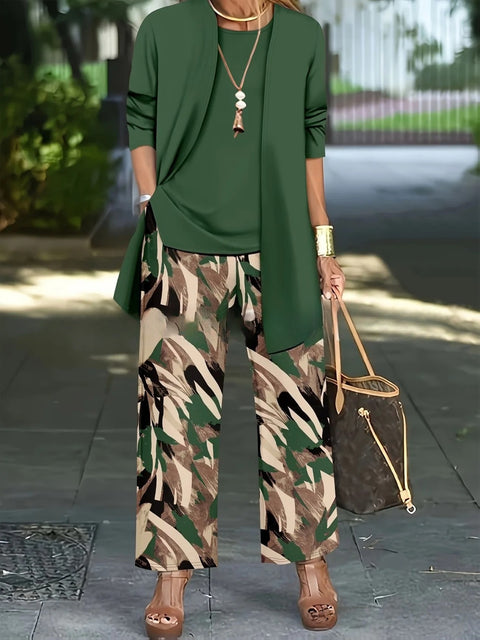 3D printed 3-piece cardigan + vest + trousers fashionable wear m302849