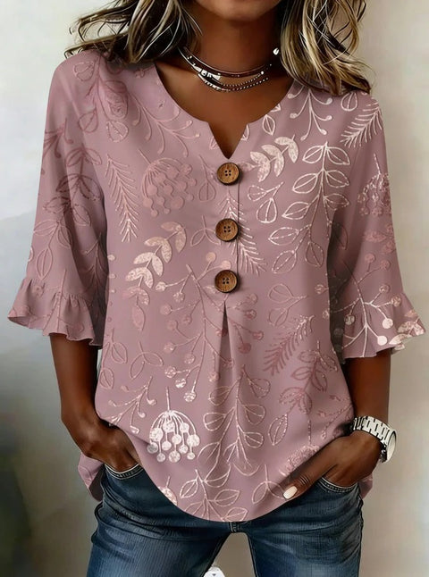 3D digital printing floral pattern women's long-sleeved buckle cardigan top m302703