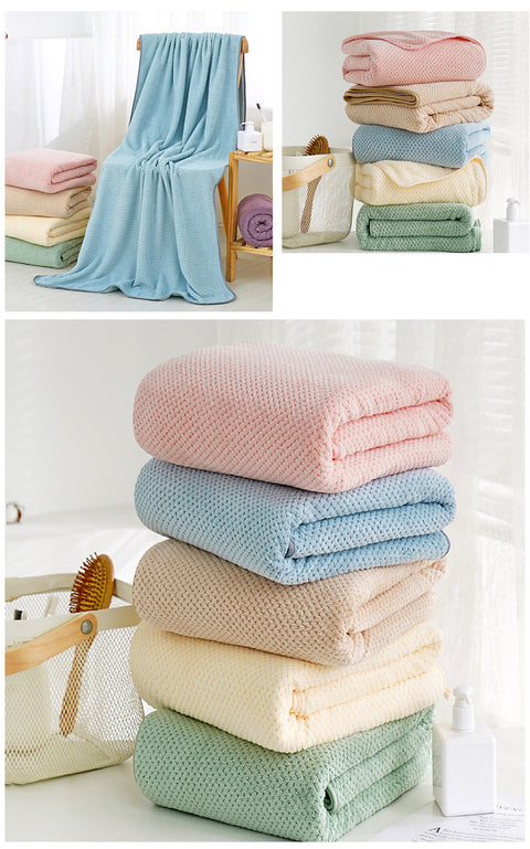 Large and thickened coral velvet pineapple absorbent bath towel m1915010550