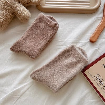 Rabbit wool socks, children's mid tube socks, solid color cashmere pile socks m1915010460