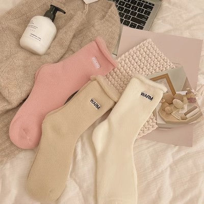Embroidered snow socks, children's mid length socks, pure cotton autumn and winter floor long socks, m1915010464