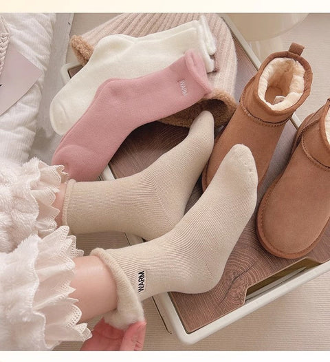 Embroidered snow socks, children's mid length socks, pure cotton autumn and winter floor long socks, m1915010464