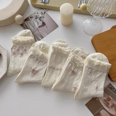 White lace socks, children's mid length socks m1915010461