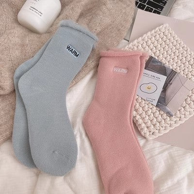 Embroidered snow socks, children's mid length socks, pure cotton autumn and winter floor long socks, m1915010464